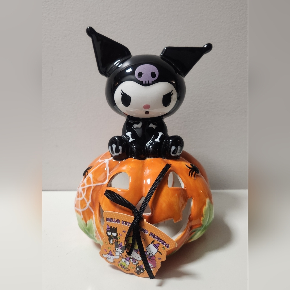 New Sanrio Kuromi X Blue Sky Clayworks Halloween Pumpkin Ceramic Tealight Holder